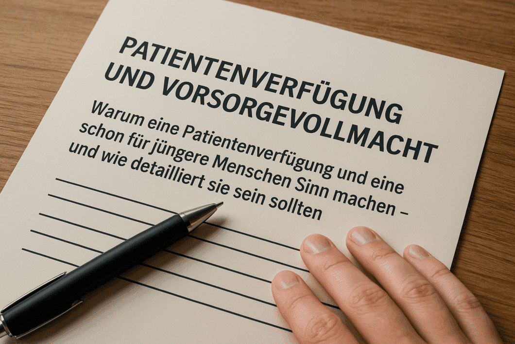 Warum eine Patientenverfügung und eine Vorsorgevollmacht schon für jüngere Menschen Sinn machen – und wie detailliert sie sein sollten